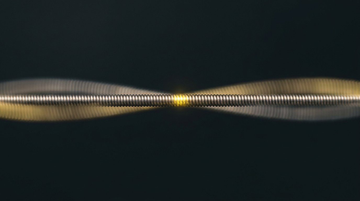 A guitar string vibrating in slow motion.
